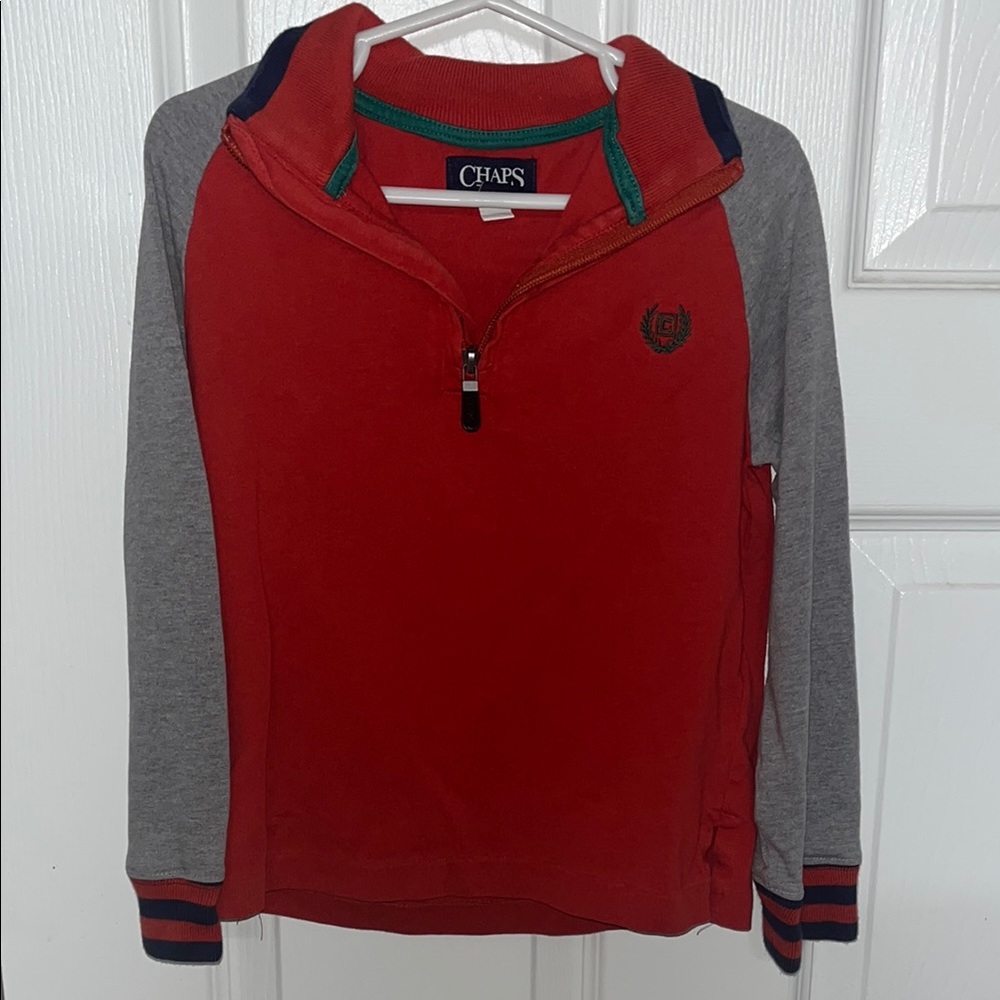 Kids Chaps Red and Gray Pullover